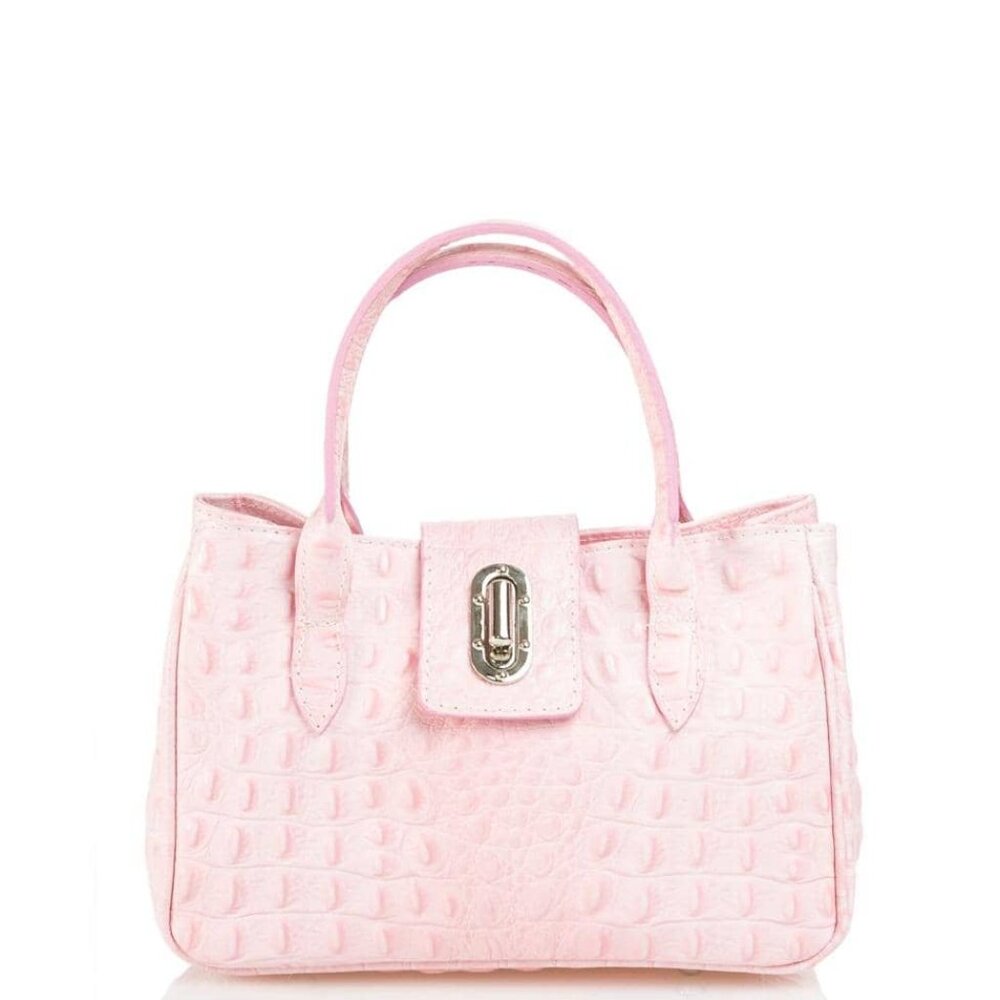 Small Genuine Leather Croc Embossed Tote Handbag
